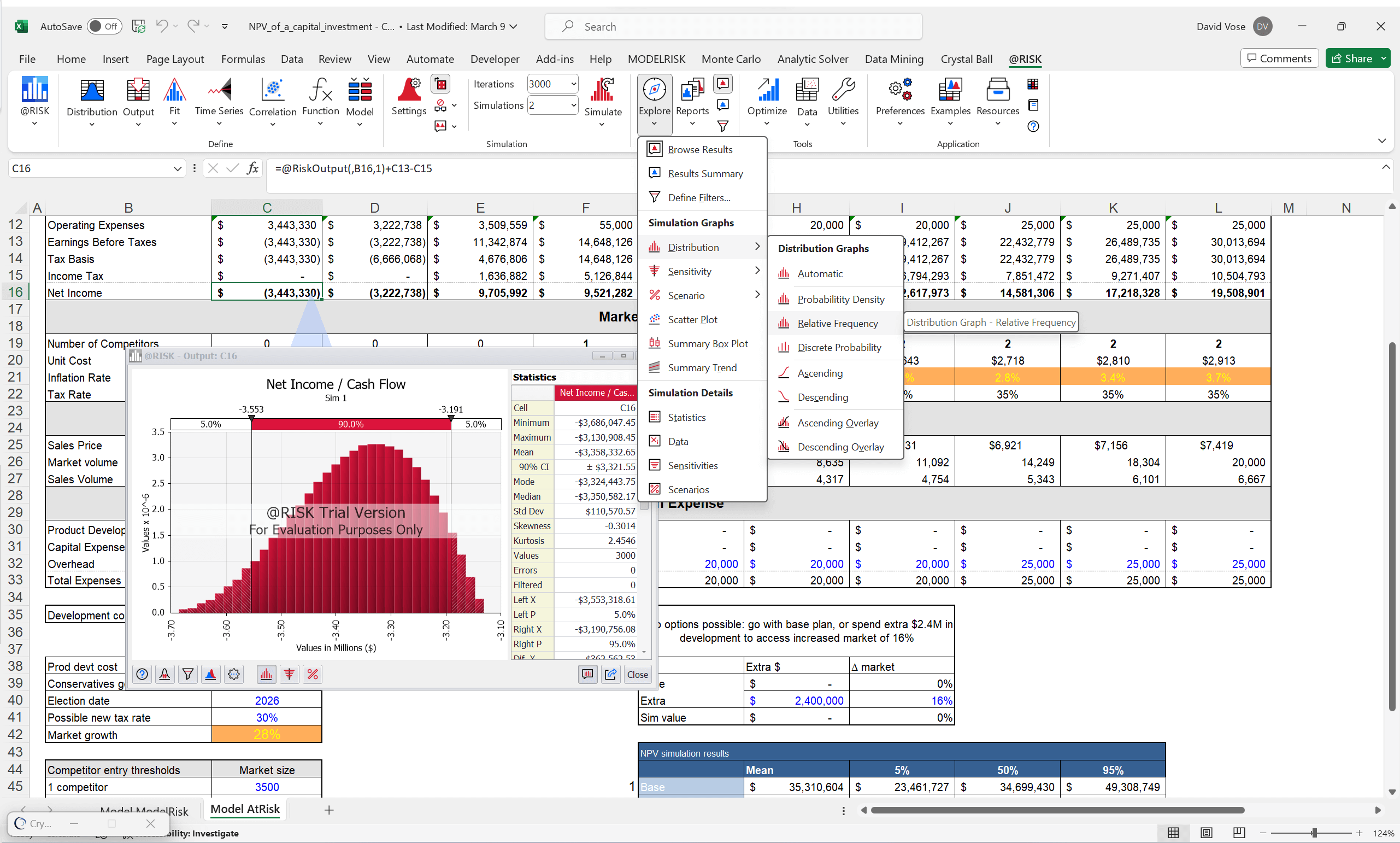 @RISK results window